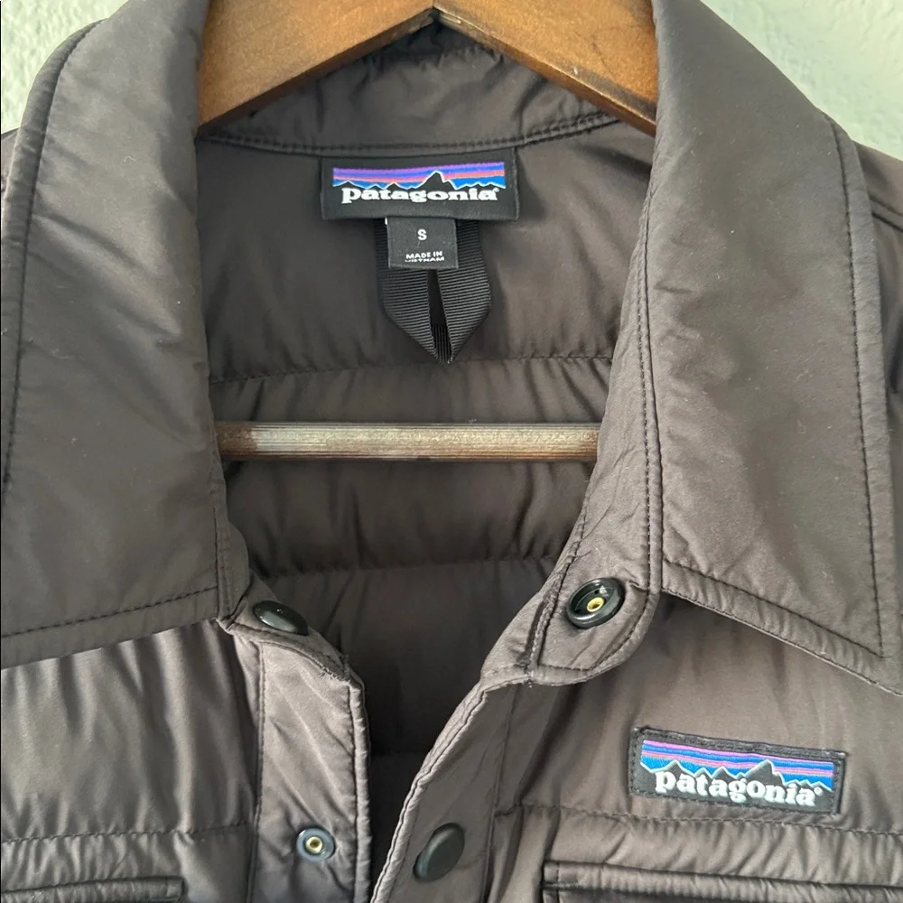 Patagonia Mens Black Silent Down Snap Button Down Puffer Shirt‎ Jacket Small